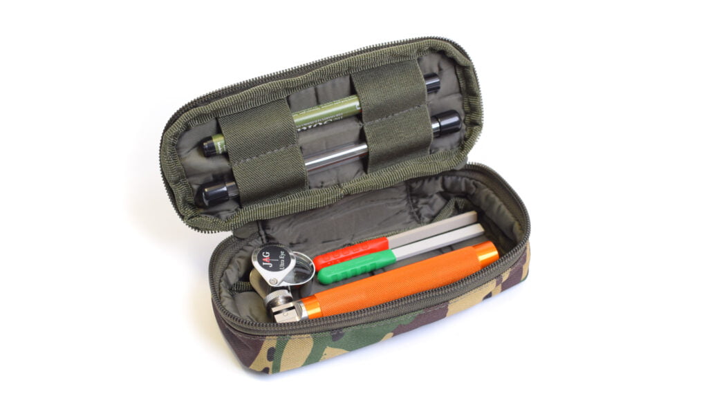 JAG hook sharpening kit open to see all contents inside