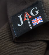 Close up of label on JAG t-shirt